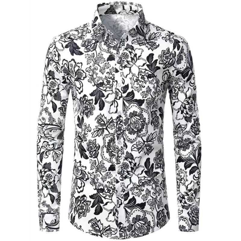 Fashion Flowers 3D Print Men's Long Sleeve Shirts Fashion Button-Down Tops 2025 Autumn New Casual Men's Casual Lapel Shirts