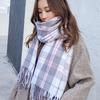 New Korean-Style Plaid Scarf: Warm, Thickened Autumn/Winter Shawl for Women & Students - Cute Internet Celebrity-Inspired Neck Warmer