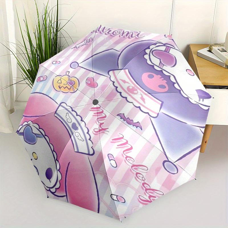 

My Melody & Kuromi Sanrio Cartoon Cartoon Umbrella, Portable 3-Fold Compact Umbrella, Suitable for Camping, Hiking and Travel, Ideal Easter Birthday G