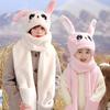 Children's Rabbit Ears Will Move Hats Autumn and Winter Scarves and Gloves Integrated Cute Warm Boys and Girls Hooded Scarves