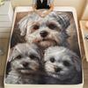 Black Maltese dog,pattern Flannel Blanket, High quality Comfortable for All Seasons, Home Decor, Warmth and Comfort, Perfect for Gifts.