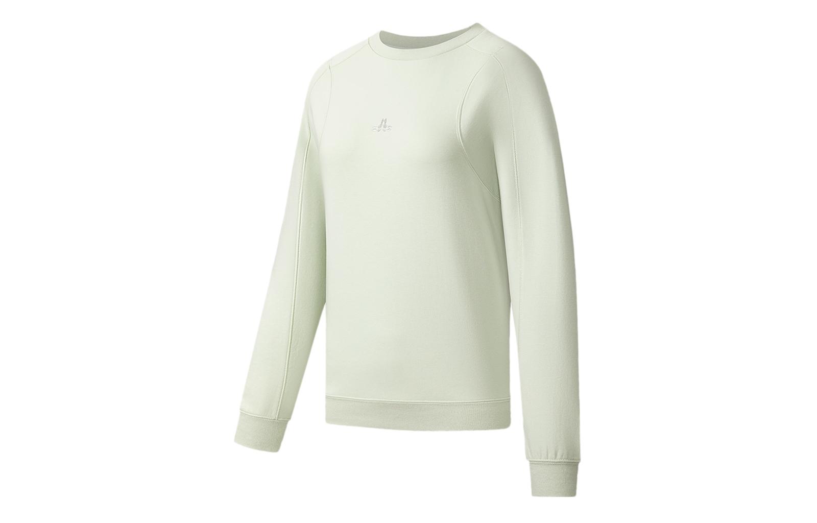 Li Ning Fitness Series Sweatshirts Women s Pale Greenish White Jade Crew Neck Moderate Regular AWDS776-4 L
