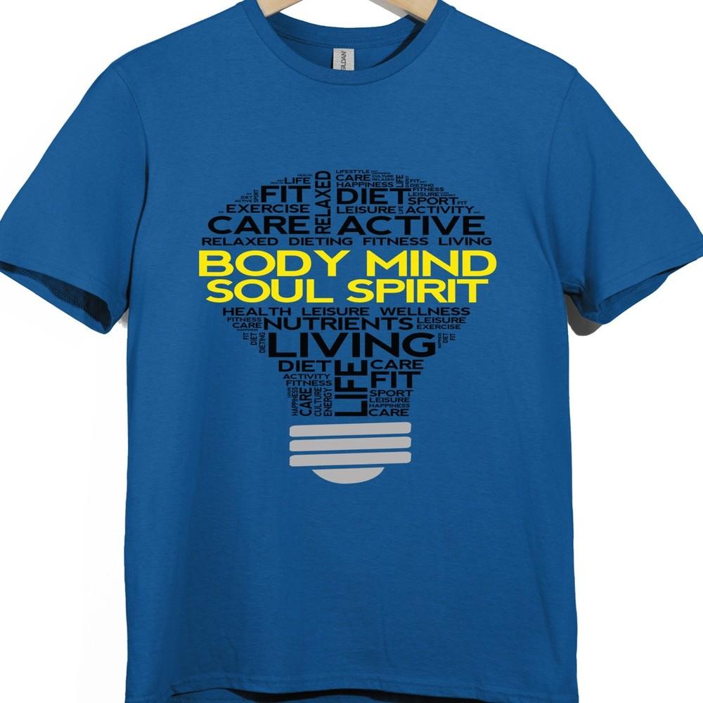 Mind Body Spirit T Shirt Yoga Meditation Fitness Wellness Graphic Tee