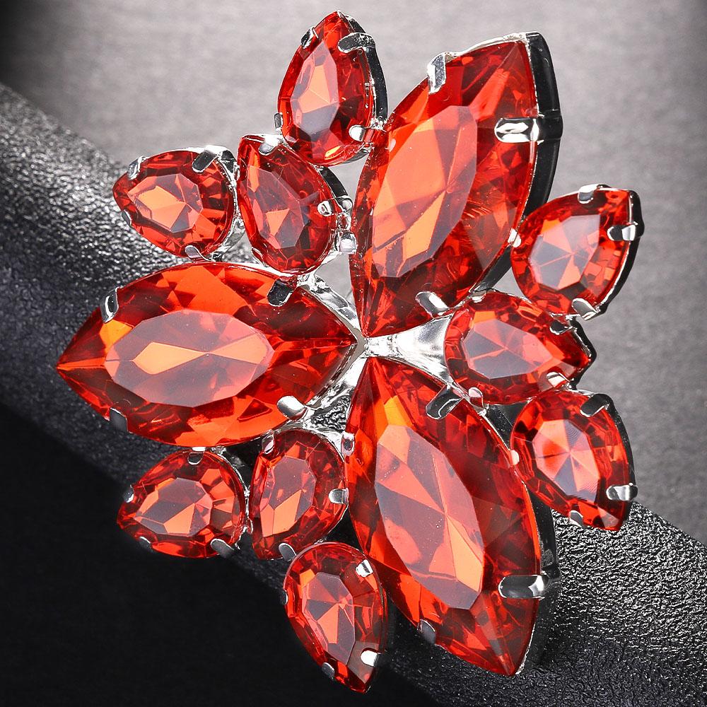 Stonefans Übertriebene Strass-Hängeohrringe für Damen Drag Queen Accessoires Cocktail Club Kristallring Verstellbarer Schmuck