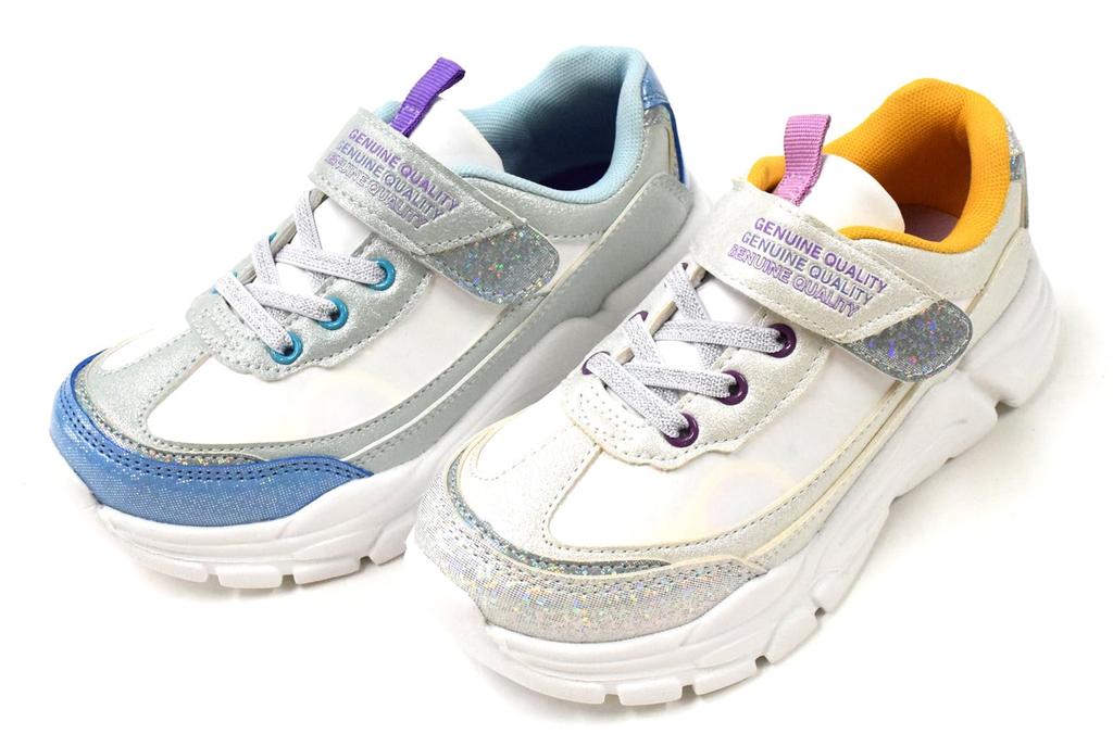 EDWIN Athletic Sneakers with Velcro Cute Velcro and Elastic Perfect for and Casual Easy to and Perfect for Sports Days and Size Girls' Closure,