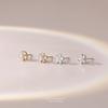 S999 Sterling Silver Mini Petal Set Zircon Stud Earrings for Women Small Cute Ear Jewelry Wholesale