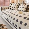 New Light Luxury Plush Sofa Cover Thickened Anti Slip Sofa Cushion Winter Black White Checkered Sofa Cover Backrest Towel