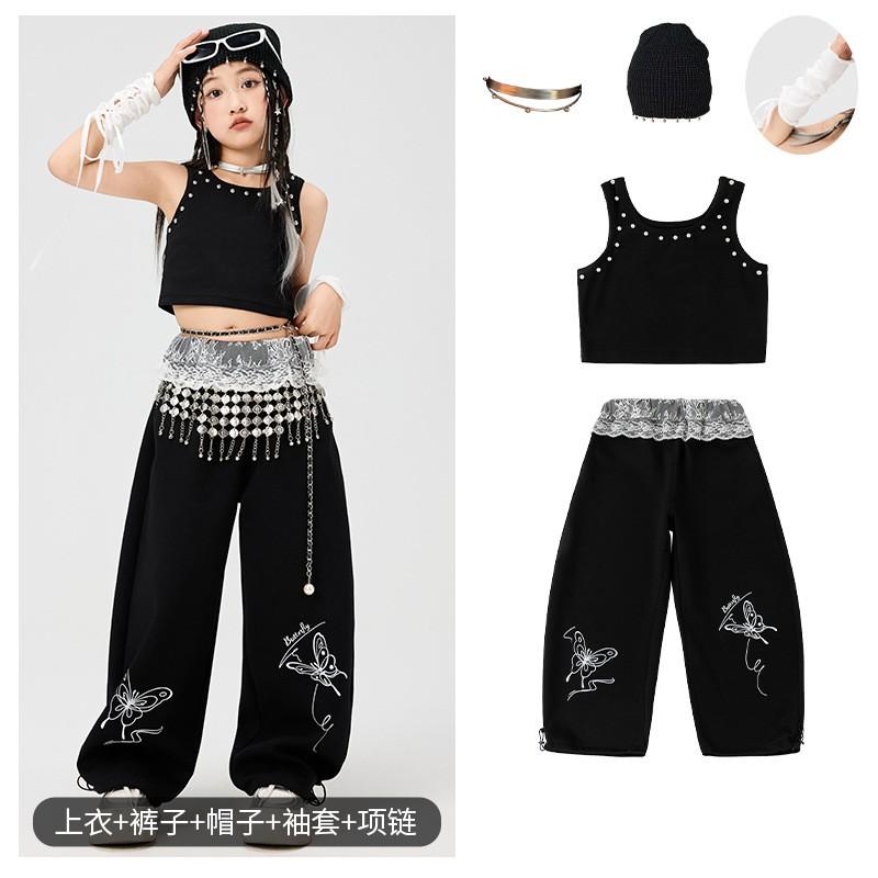 Girls Hip Hop Dance Outfit Kids Jazz Performance Set Streetwear Stage Show Competition