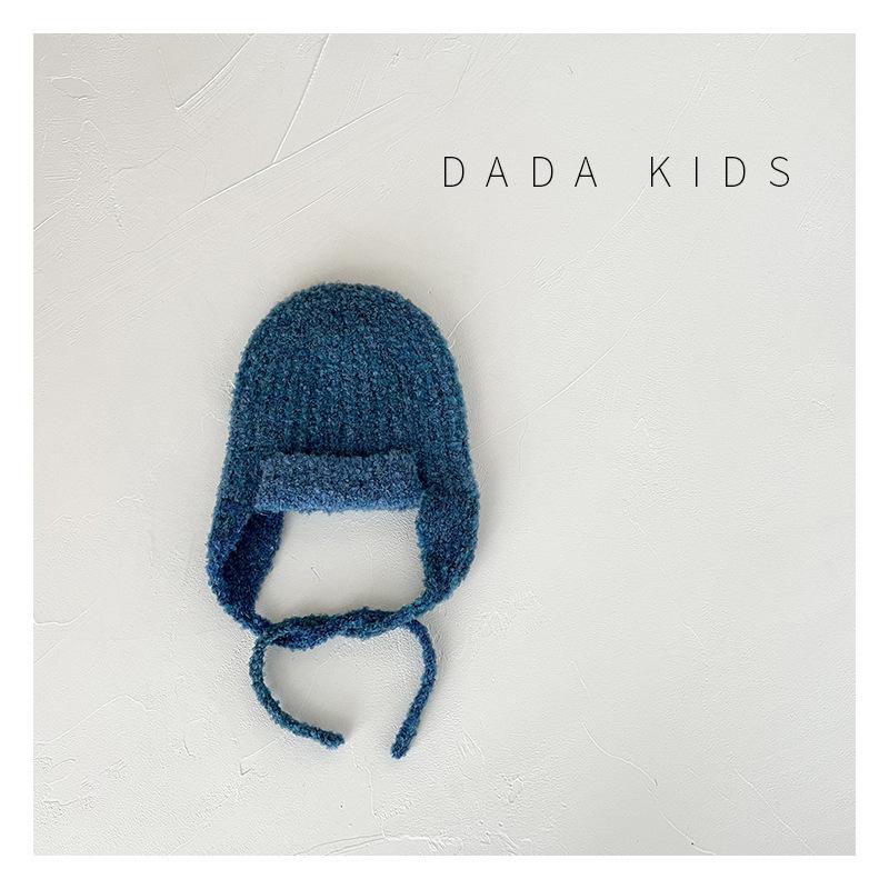 Japanese Children's Flying Hat Winter Wool Blended Warm Boy and Girl Solid Color Versatile Ear Protection Knitted Lei Feng Hat