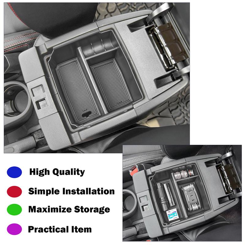 Center Console Organizer Tray for Jeep Wrangler JK/JKU 2011-2018 Rubicon Sport Sahara Accessories Armrest Storage Glove Box