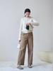 Nordic Retro High-Waist Corduroy Scimitar Pants - 100% Cotton, Canelé Style, Straight Leg, Long.
