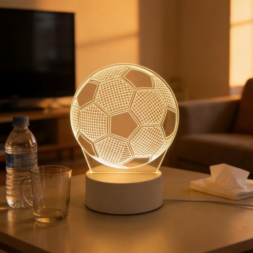 LED 3D Football Theme Table Lamp USB Plug Bedroom Bedside Creative Book Lamp Sports Enthusiasts Gift Decorative Night Light