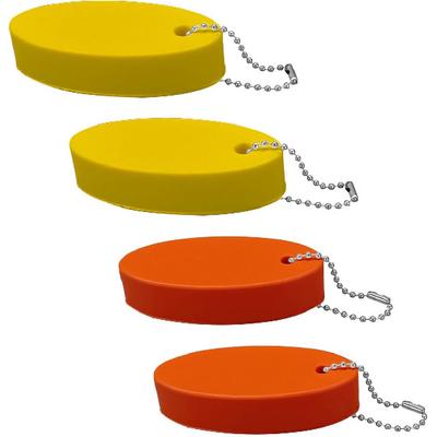 KITUREK 4PCS Foam Floating Keychains for Boat Keys, Bright Color Boating Keychains, Oval Float Key Rings Pendant for Surfing Fishing Sailing Outdoor