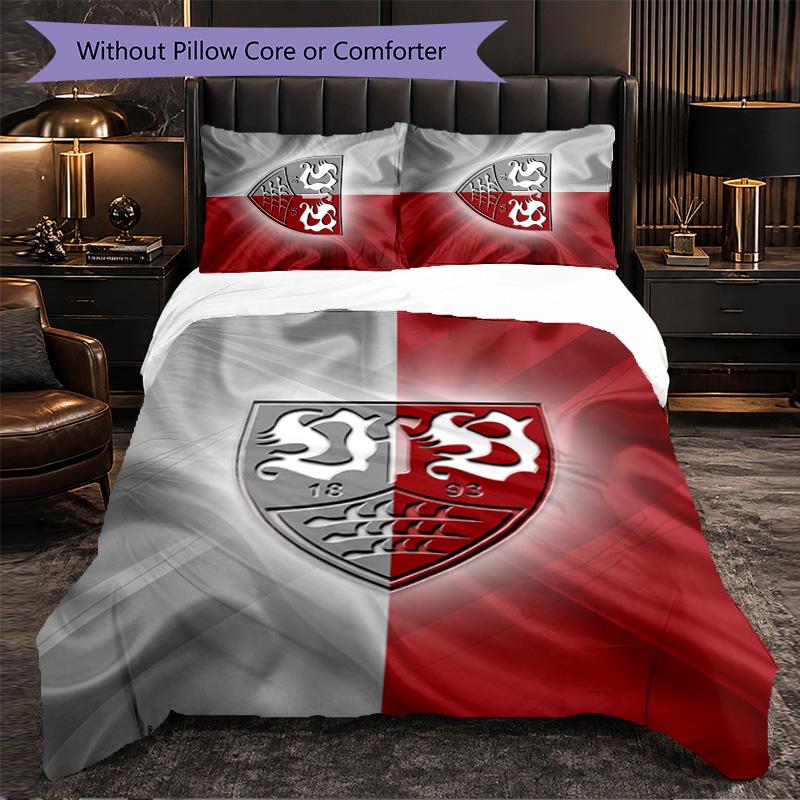 Biancheria da letto a tema VfB Stuttgart Set 3 Pezzi Copripiumino Biancheria da letto Decorativa per Camera Adolescenti Decorazione Casa