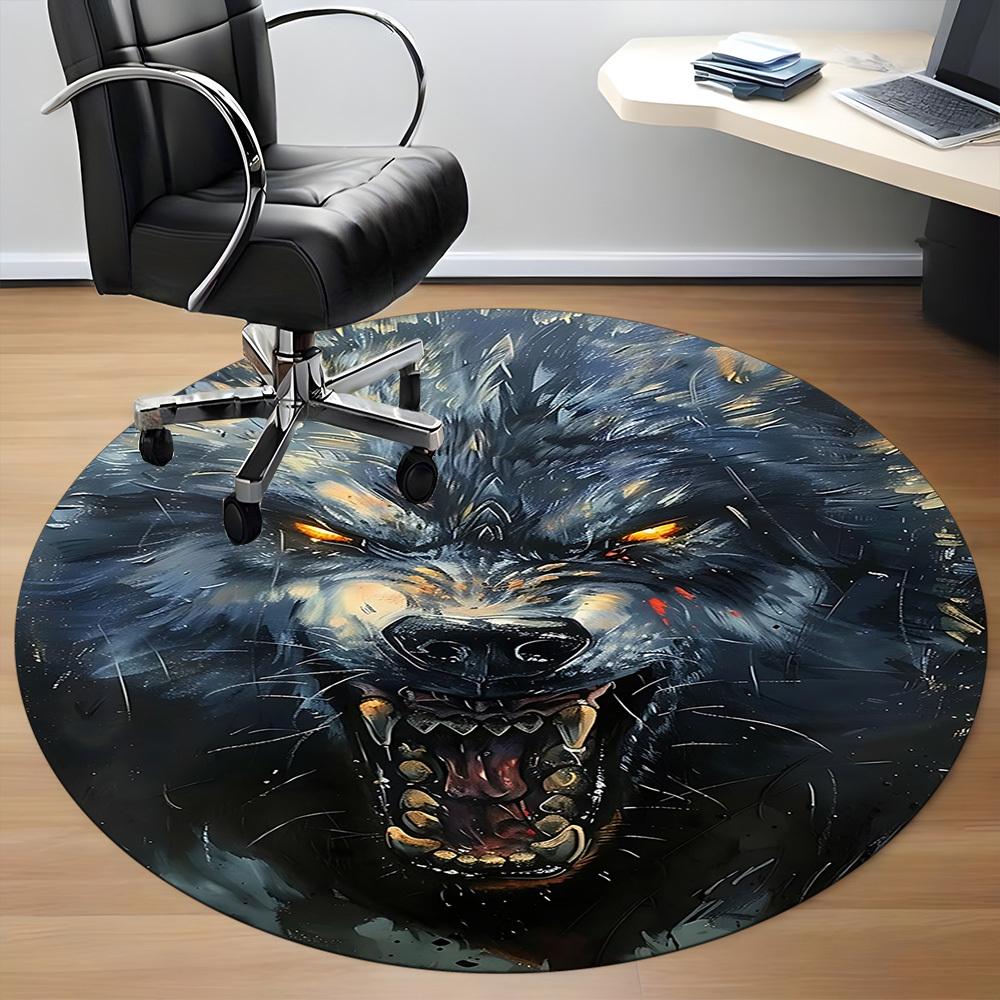 1PC Wolfpack Alpha Office Round Area Rug, Mat Suitable For Office, Under Office Chairs Bedroom Living Room Home Decor, Room Deco