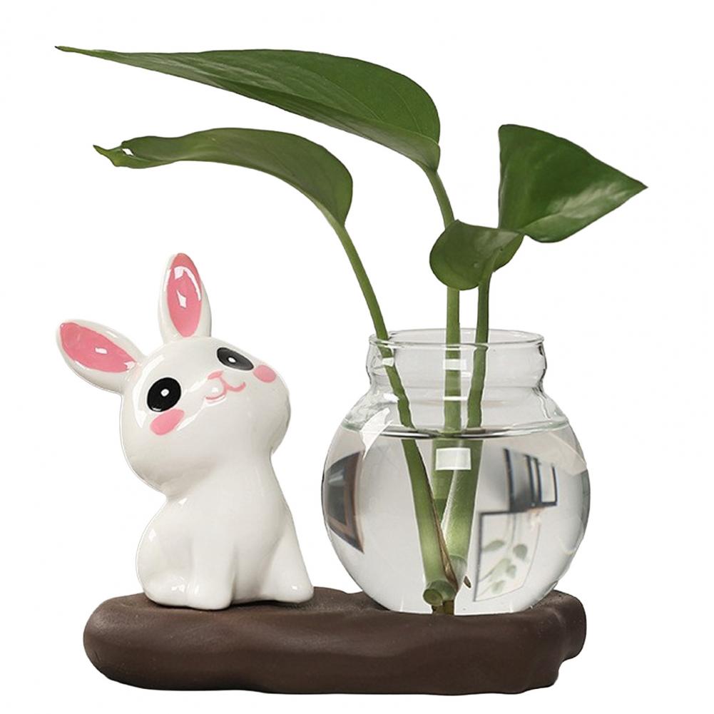 Panda Ceramic Ornament High-temperature Ceramic Panda Desktop Glass Planter Vase Holder with Cute Ceramic Panda Small for Indoor