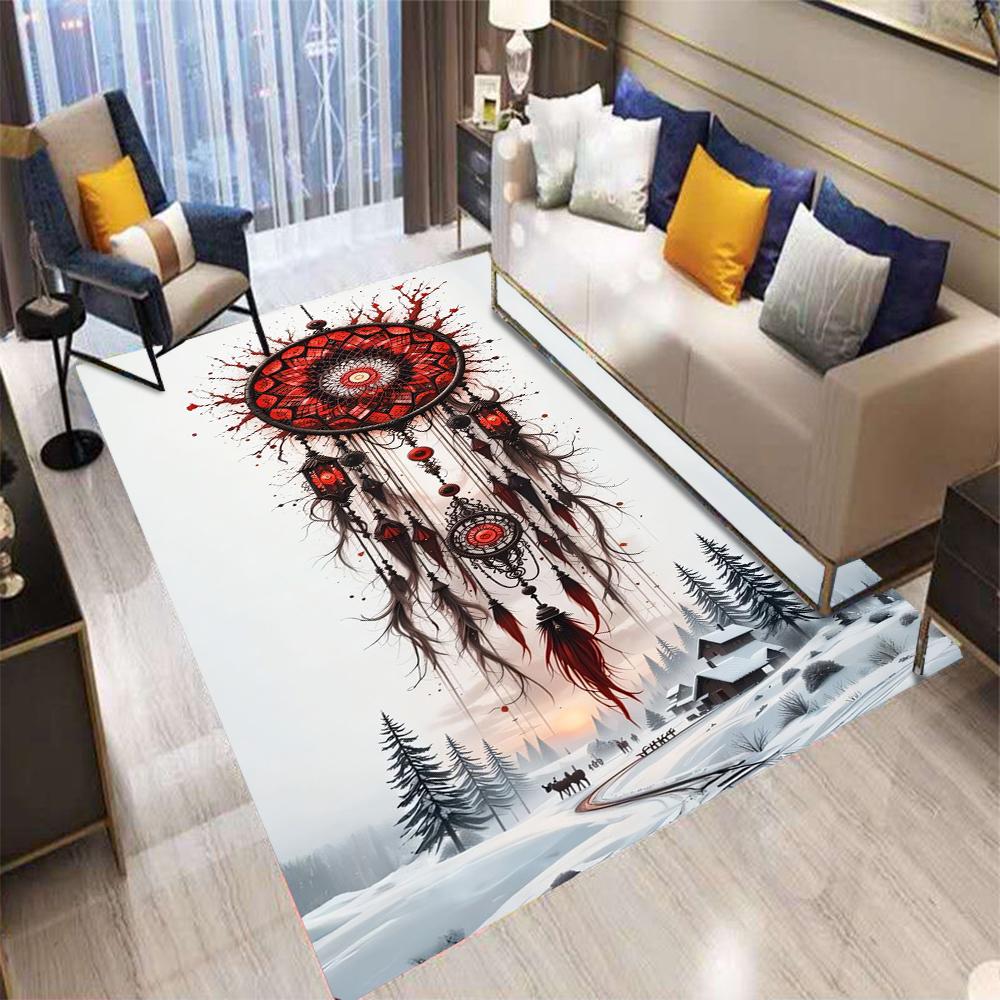  Retro Bohemian Style Feather Carpet Living Room Sofa Bedroom Kitchen Entrance Door Mat Non-Slip Luxury Home Decor Rug