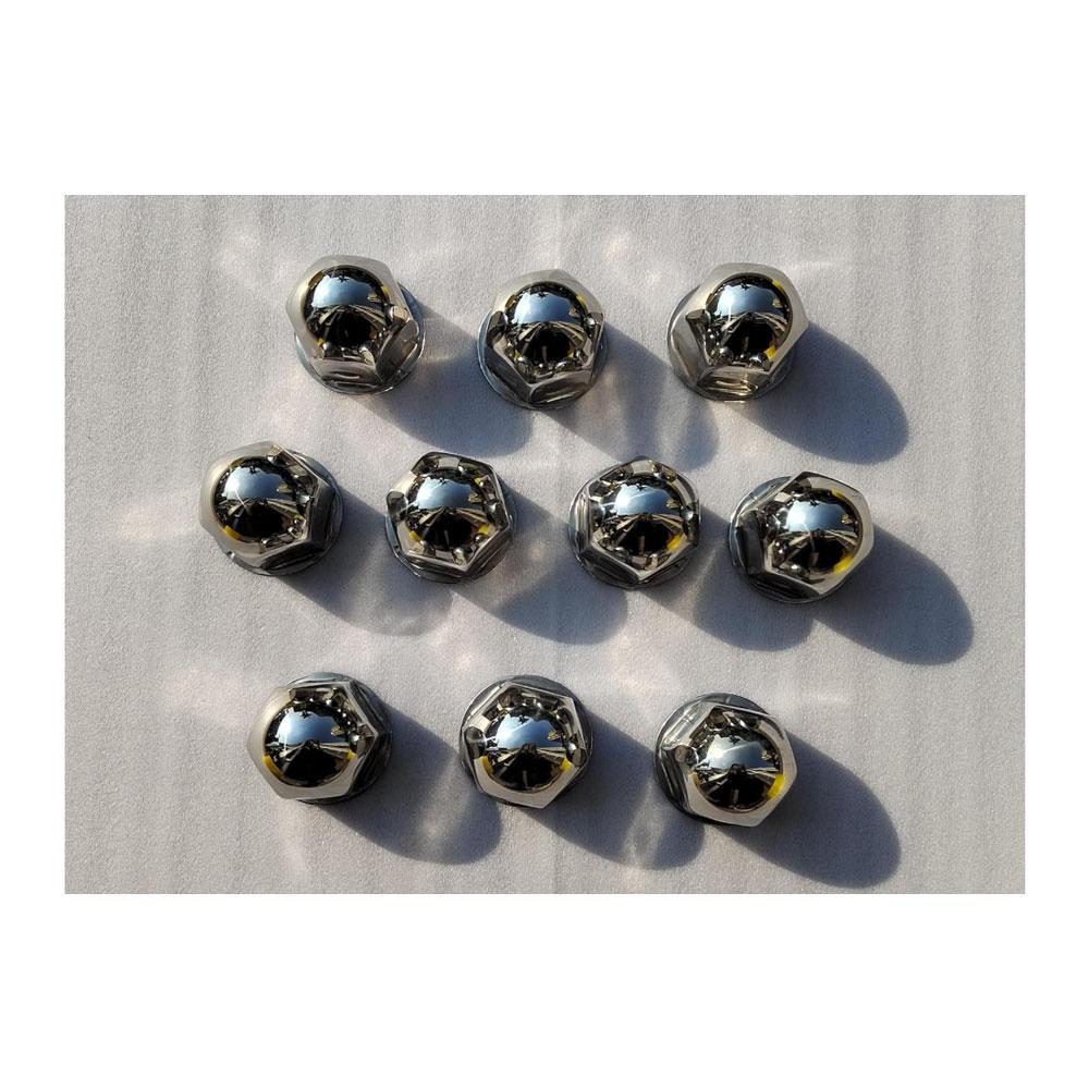 FDONG Stainless Steel Chrome Wheel Nut Cover 38mm 37.8 * 51 Push On Flanged Wheel Nut Cap of 10 Pcs 10 Pcs