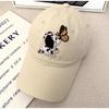 Cute Cartoon Labeled Dog Butterfly Soft Top Baseball Cap Showing Face Sweet Girl Versatile Baseball Cap