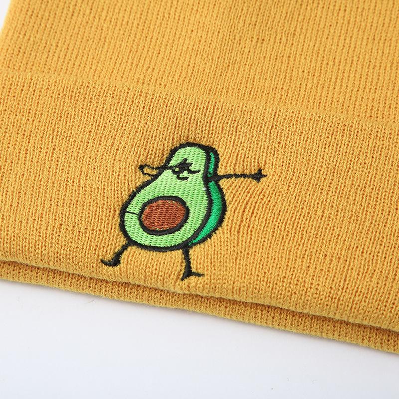 Funny Avocado Cartoon Printing New Hat Winter Women Keep Warm Hip Hop Men Knitted Hats Solid Color Simple Beanies For Women