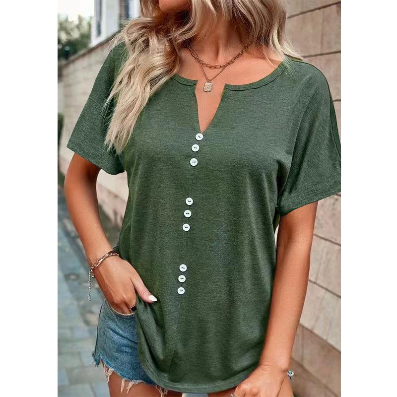 European & American Plus Size Women's Solid Color Multi-Twist Short Sleeve Tops - 2023 Spring/Summer Collection