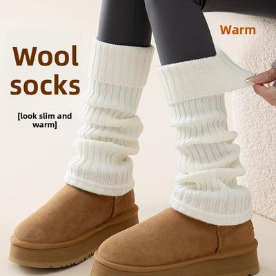 Warme Wollsocken, Frotteesocken, Damen Herbst- und Winter-Stulpen, die die Beine schlanker aussehen lassen
