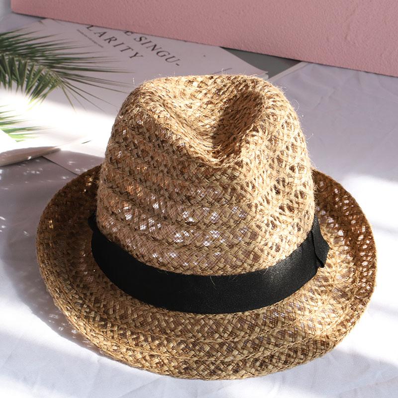 

Natural Panama Soft Shaped Straw Hat Summer Women sun hats Men Beach Sun Cap UV Protection straw Felt hat grass color RAFFIA cap 57-60cm