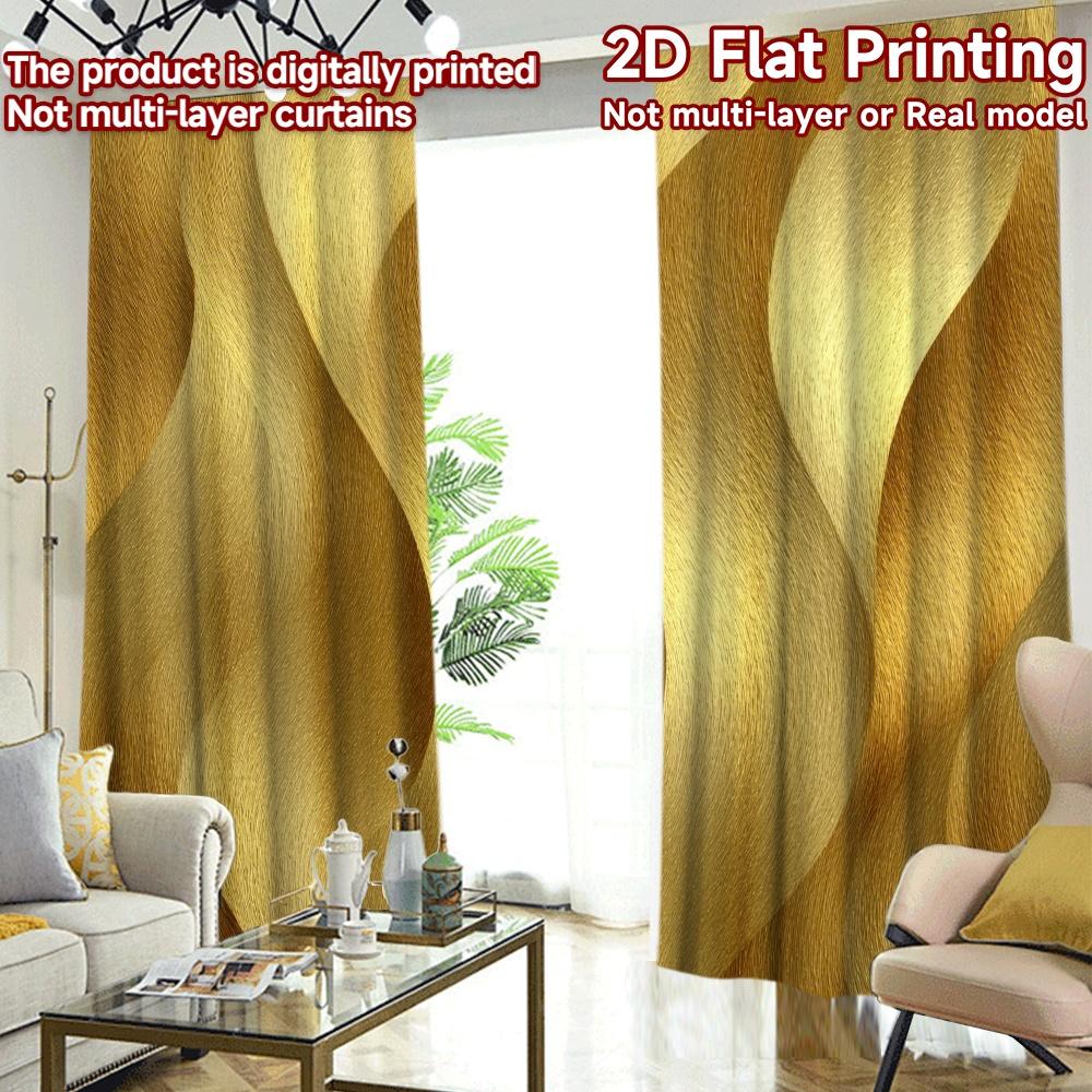 2D-Flachdruck, 2-teilige Vorhänge (Ohne Stange) Elegantes Wellenlinien-Design Lichtfilternde Schicke Vorhangstoffe Vorhänge Dekorationen