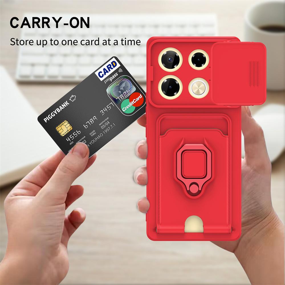 TPU Soft Wallet Case For Infinix Note 40 Pro Plus Pro+ Note40pro 5G Note40 4G Magnet Holder Ring Push Pull Camera Protect Fundas