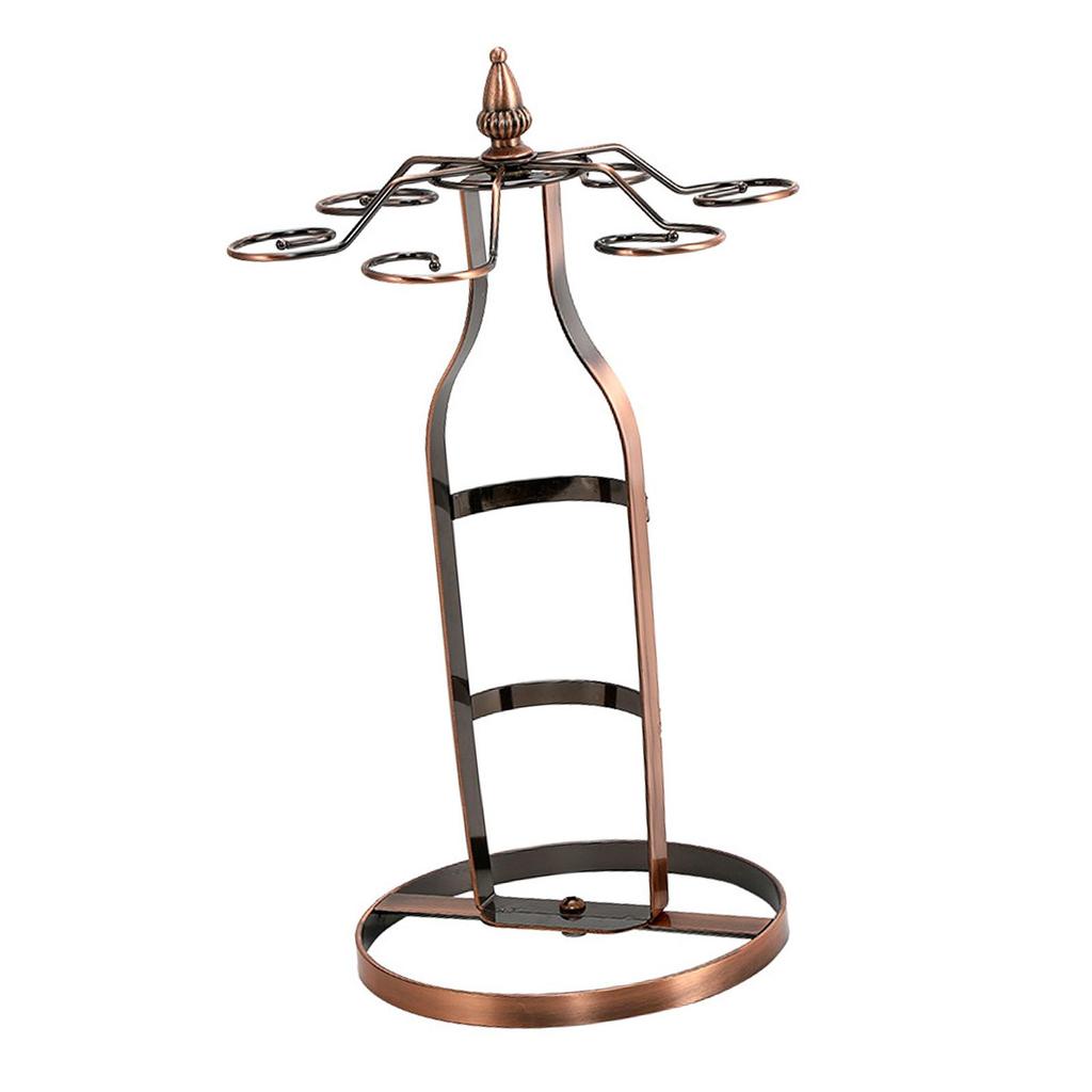 2 in 1 Wine Rack Stemware Storage And Display 6 Glasses Bottle Unique Iron Goblet Drying