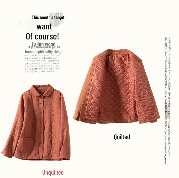 Women's Argyle Embroidered Quilted Cotton Jacket - Korean Style, Loose Fit, Small Size, Winter Outerwear