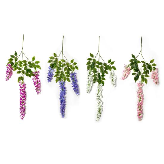Hanging Artificial Violet UV Resistant Fake Flower Indoor Outdoor Garden Porch Patio Wall Hanging Faux Flower Decoration