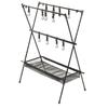 Outdoor Camping Hanging Rack Outdoor Portable Double Layer Camping Rack with Mesh Pocket