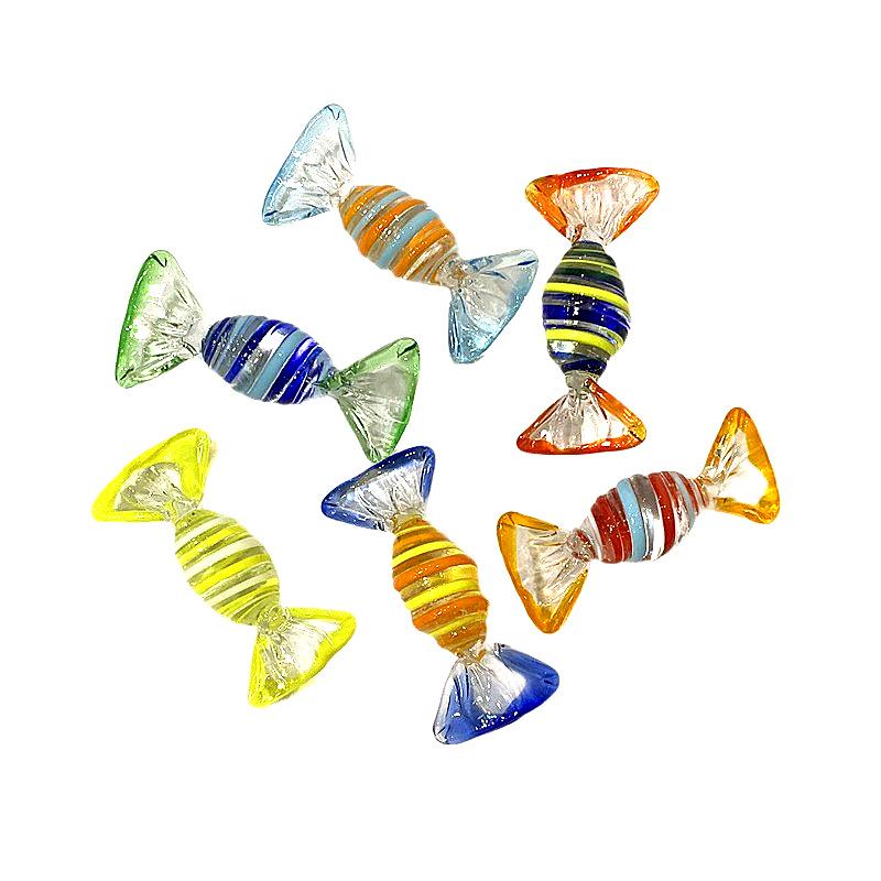 6pcs Vintage Murano Glass Candy Figurine Cute Sweets Ornament Home Table Decor Wedding Party Present Holiday New Year Xmas Gifts
