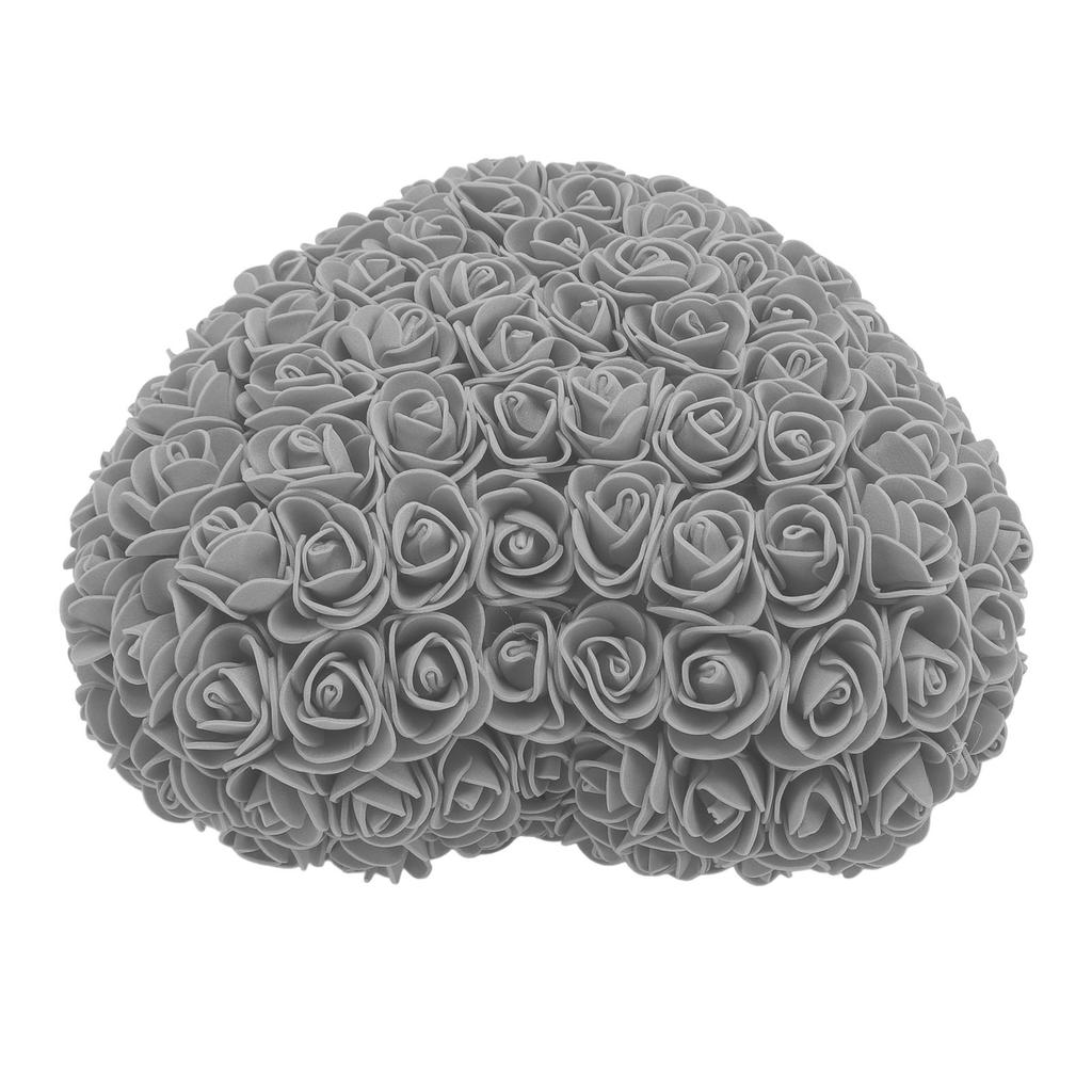Foam Fake Roses Handcrafted Romantic Decorative Heart Shape Artificial Roses with String Light for Bedroom Wedding Gray