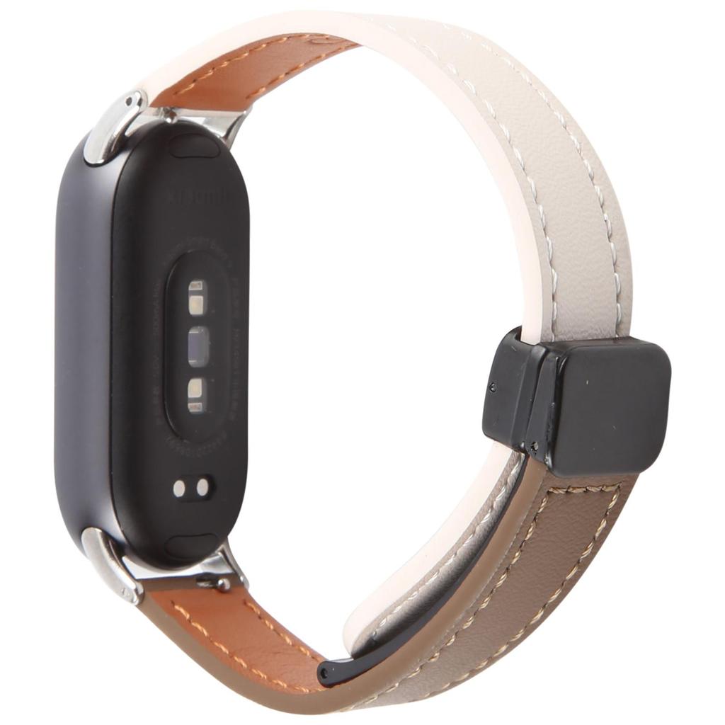 Für Xiaomi Smart Band 9/8 Faltbares Magnetisches Schwarzes Schnallen Mikrofaserleder Uhrenarmband