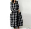 Maxi Checkered Long Loose Midi Long Maxi Winter One Size Fits [Mouhoukyo] Women's Dress, Pattern, Sleeves, Fit, Length, Length, Spring, Autumn, (Color
