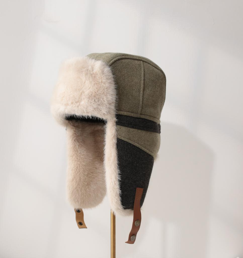 Imitation Fur Mink Hair Hat Female Fall and Winter Plush Fisherman Hat Khaki Senior Show Face Small Warm Ear Protection Lei Feng Hat
