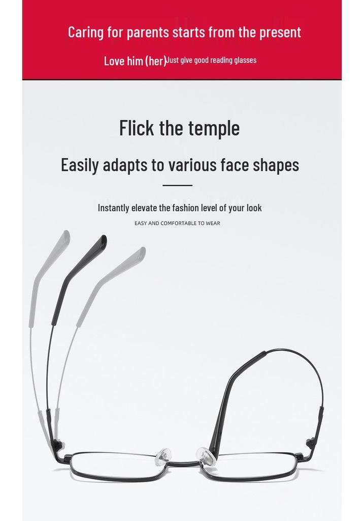 HD Anti-Scratch Memory Titanium Crystal Glasses: Comfortable Unisex Reading Glasses for Middle-Aged and Elderly