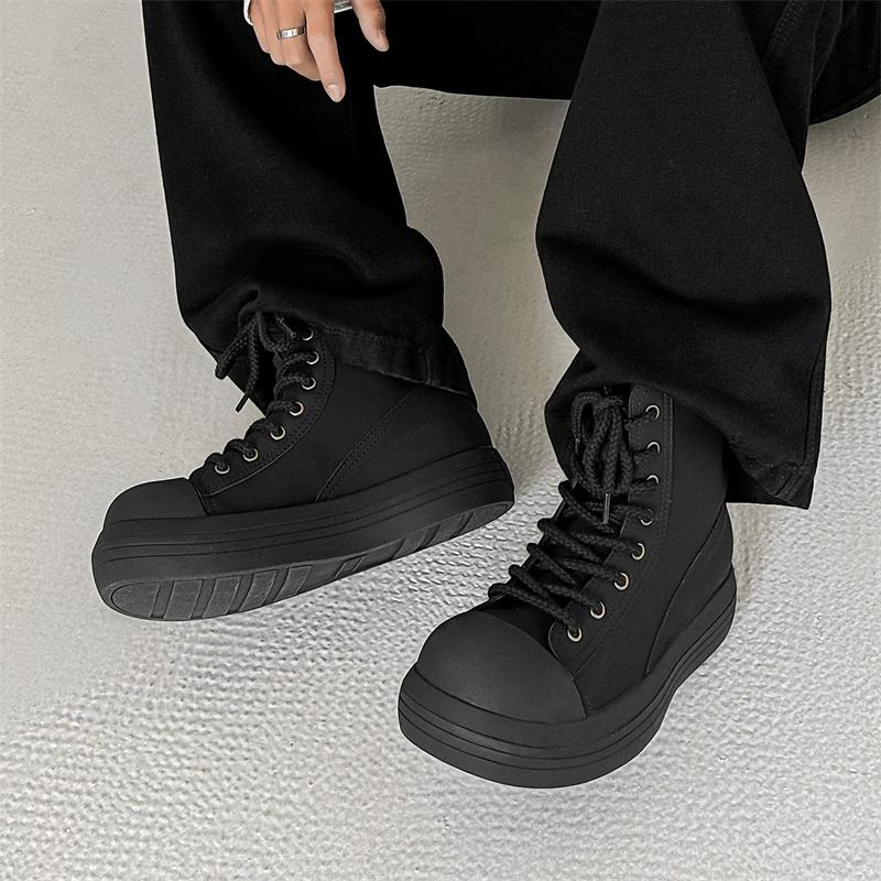 Fashion Couple's thick soled height increasing shoes Classic and trendy styles Outdoor leisure fashion party Daily Black youth shoes