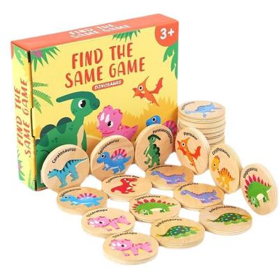 Children Wooden Toy Memory Find The Same Dinosaur Matching Jigsaw Puzzle Game Montessori Baby Educational Toys Gifts for Kids
