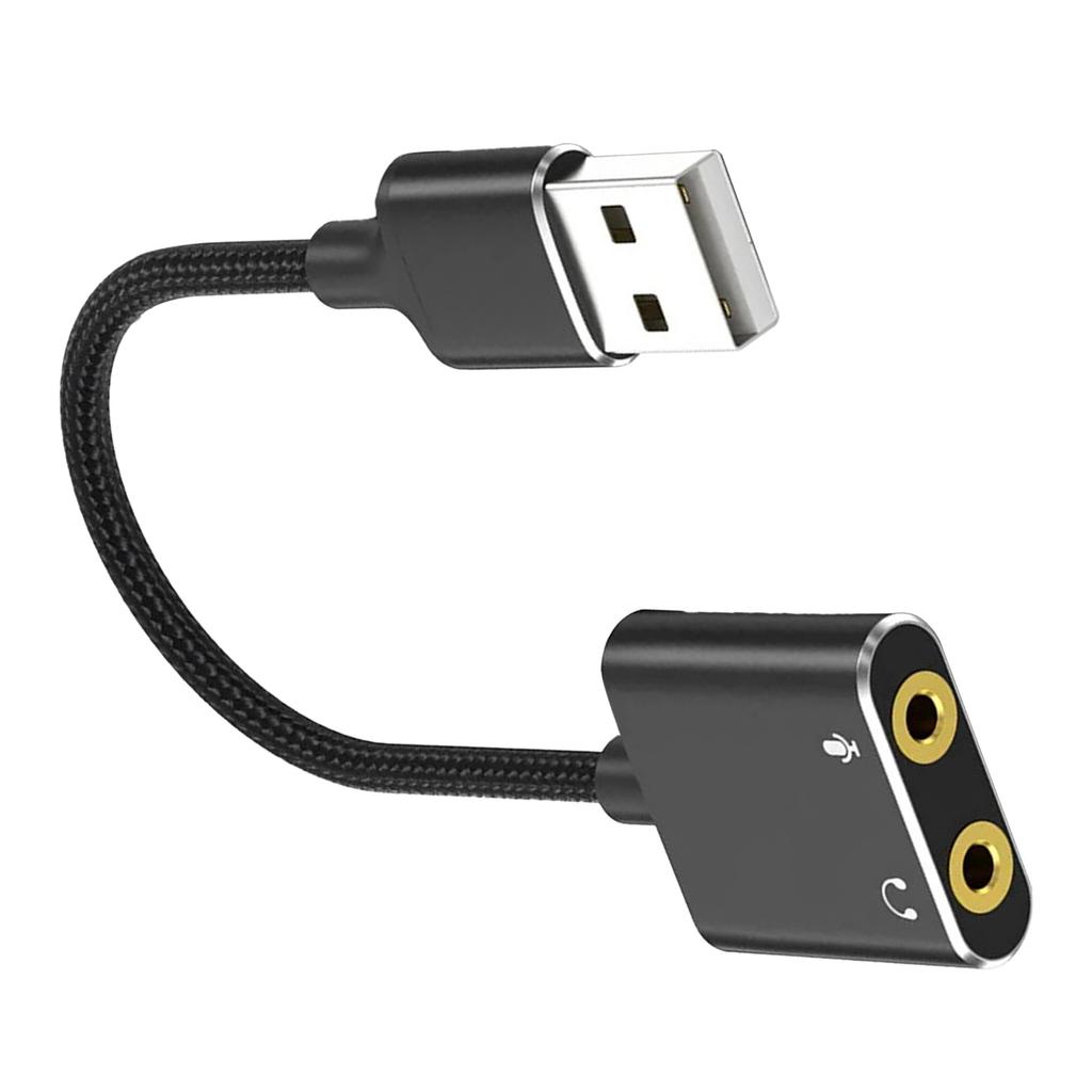 USB to 3.5mm Adapter USB2.0 External Stereo Sound Card Converter Adapter with Headphone and Microphone Jack for PC