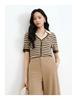 JUZUI fake two-piece V-neck striped knitted sweater summer new JWFX31206