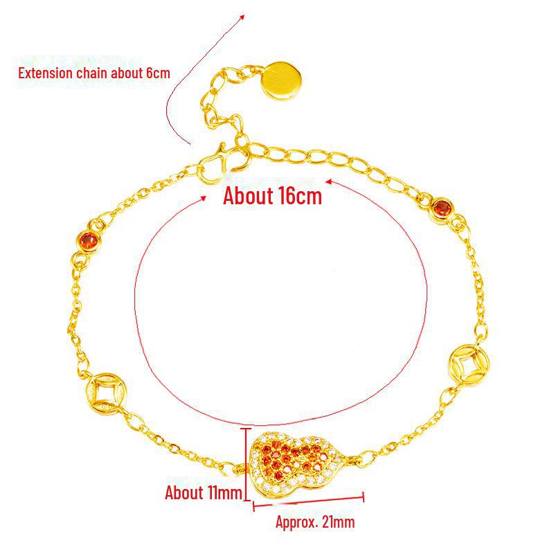 Elegant Women's Gourd Bracelet: 24k Gold-Plated with Colorful Zircon Styling