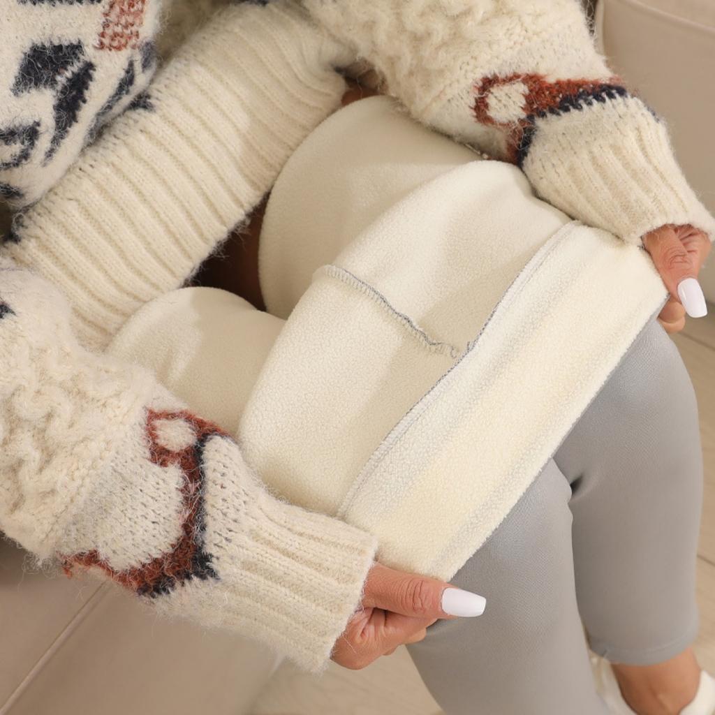 300-390g Thickened Lamb Wool Leggings with Added Fleece, Women's Outerwear, Pencil Pants with Small Legs, High Waist, Slim Fit, and Warm Pants