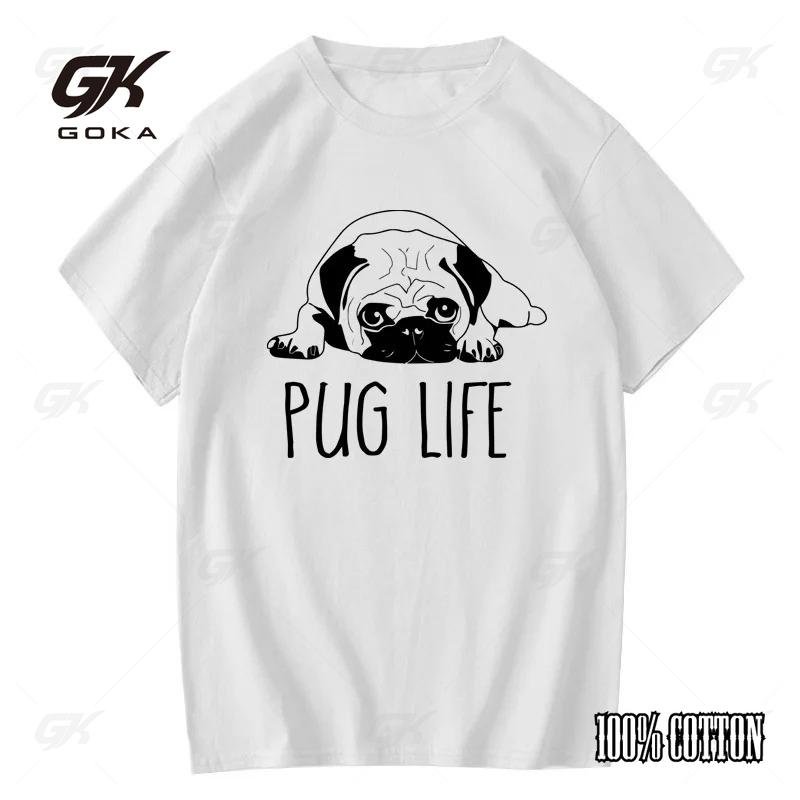 

Men s High Quality T-shirt 100% Cotton Funny Pug Printed Loose Male Cute T Shirt Short Sleeve O-neck Men T-shirt Tops Tees 4XL
