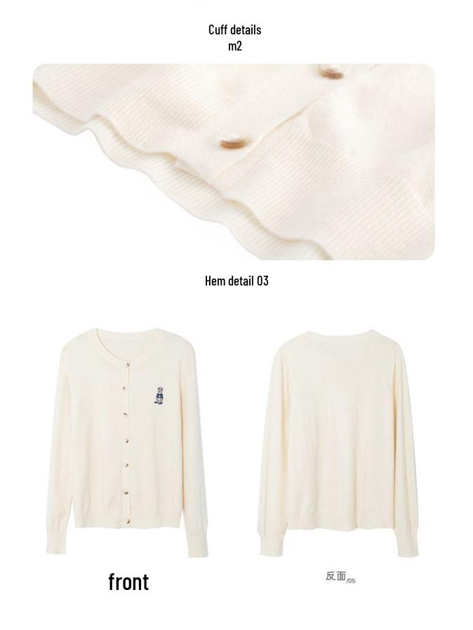 2025 Spring & Autumn Little Bear Knit Cardigan: Women's Long Sleeve Lazy Style Sweater
