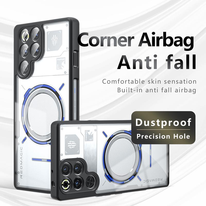 For ZTE Nubia Red Magic 11 Pro Plus Case Shockproof Frosted Skin Feel Matte PC+TPU Anti-fingerprint Transparent Cover