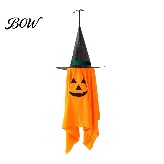 Scary Theme Party Props Cute Halloween Hanging Decor, Pumpkin Ghost Pendant with Realistic Pattern Festival Supplies Wizard Hat, Spooky Witch Ornament