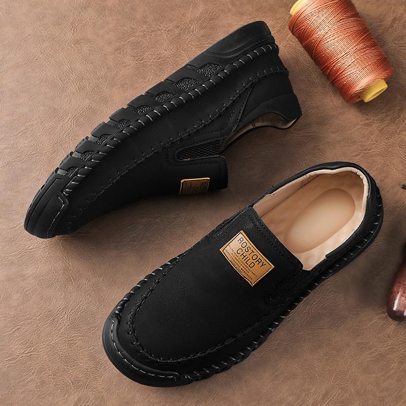 38-46 Men's Handmade Leather Shoes Casual Loafers Slip On Leather Flats Outdoor Walking Shoes